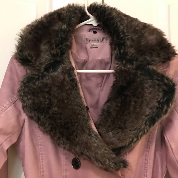 NWOT Mauve/Lavendar Faux Fur Collar Leather Jacket - Picture 3 of 6